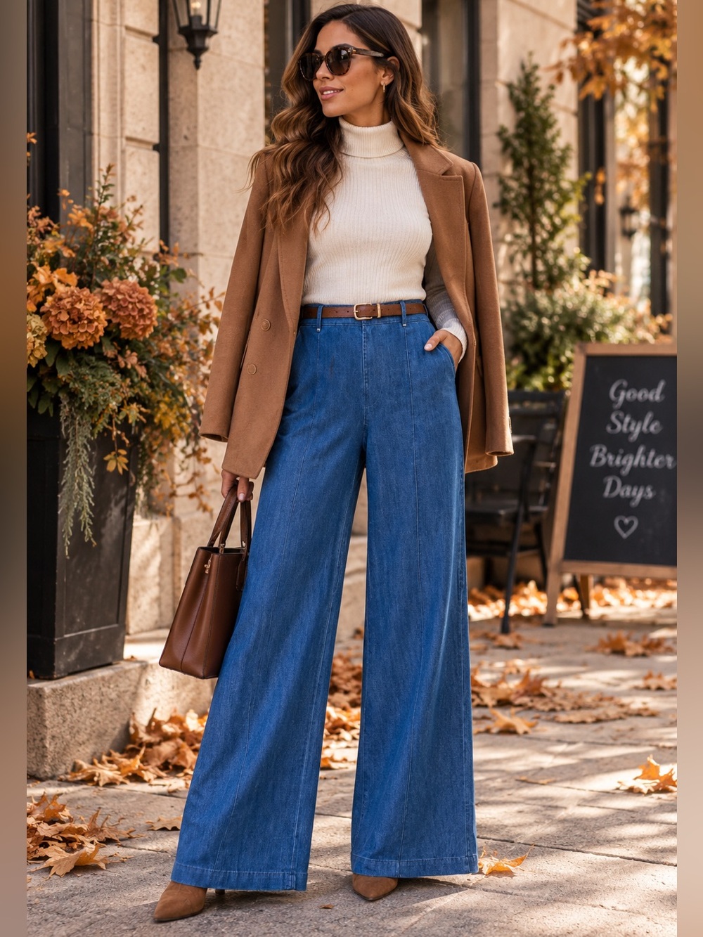 ShopEvelynne Blue Wide-Leg Flare Jeans